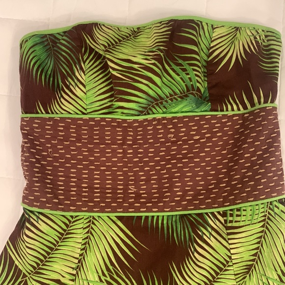 Pretty Free People Dress Palm Leaves Size 2 strapless summer petite tropical - Picture 4 of 10